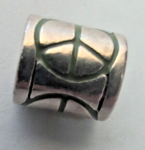 Brighton PEACE SIGN Green Enamel Silver Add ABC Slide Charm